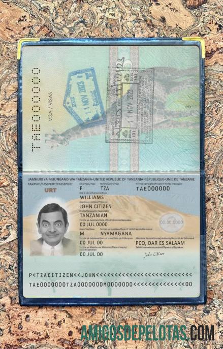 Passaporte da Tanzânia Novo Photolook do presente de 2019 exemplo real